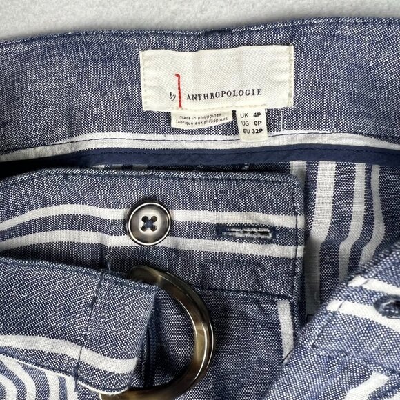 Anthropologie Blue & White Stripe Wide-Leg Front Pleat Pant Size OP - Picture 4 of 10